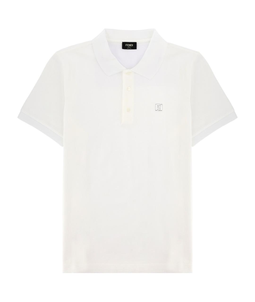 FENDI Белое хлопковое поло с коротким рукавом, фото 1