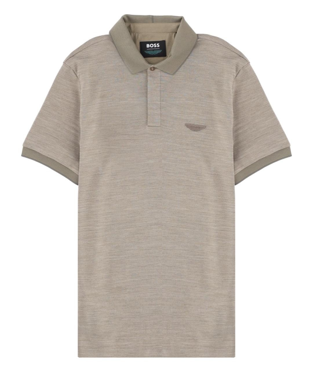HUGO BOSS Серое хлопковое поло с коротким рукавом, фото 1