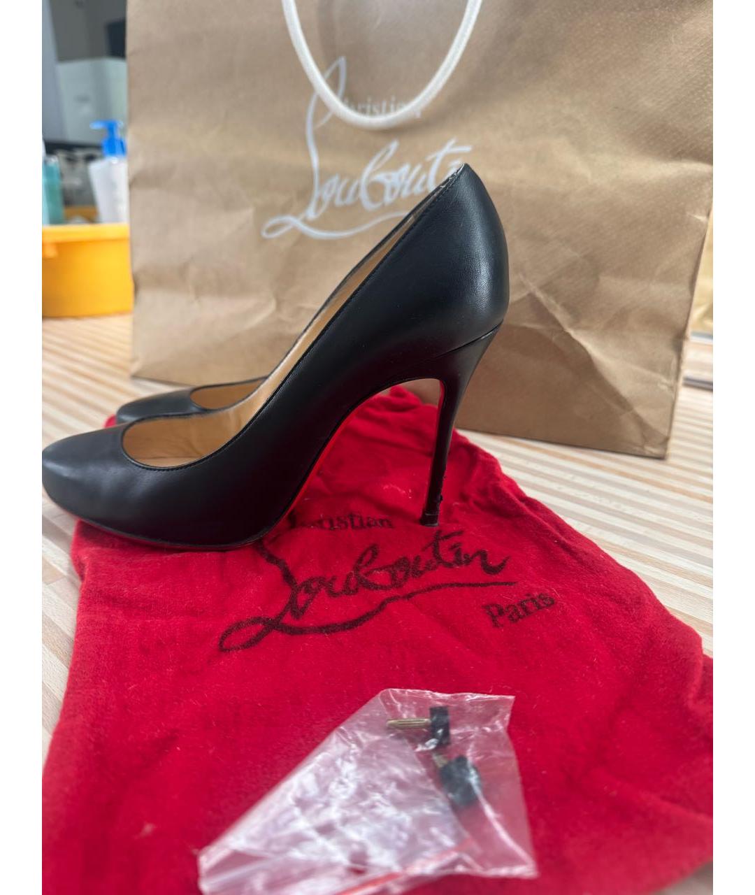 CHRISTIAN LOUBOUTIN Черные кожаные туфли, фото 7