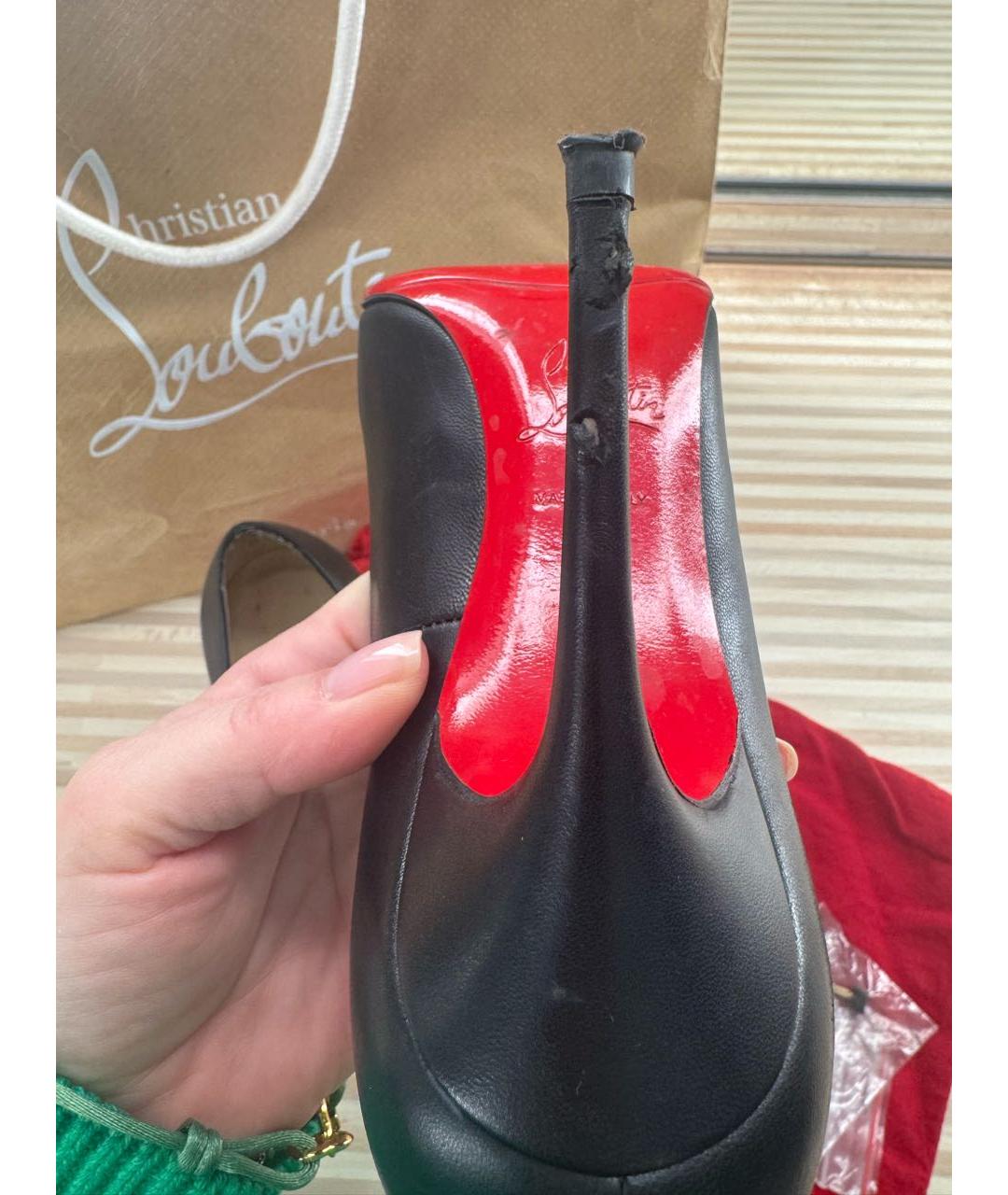 CHRISTIAN LOUBOUTIN Черные кожаные туфли, фото 5