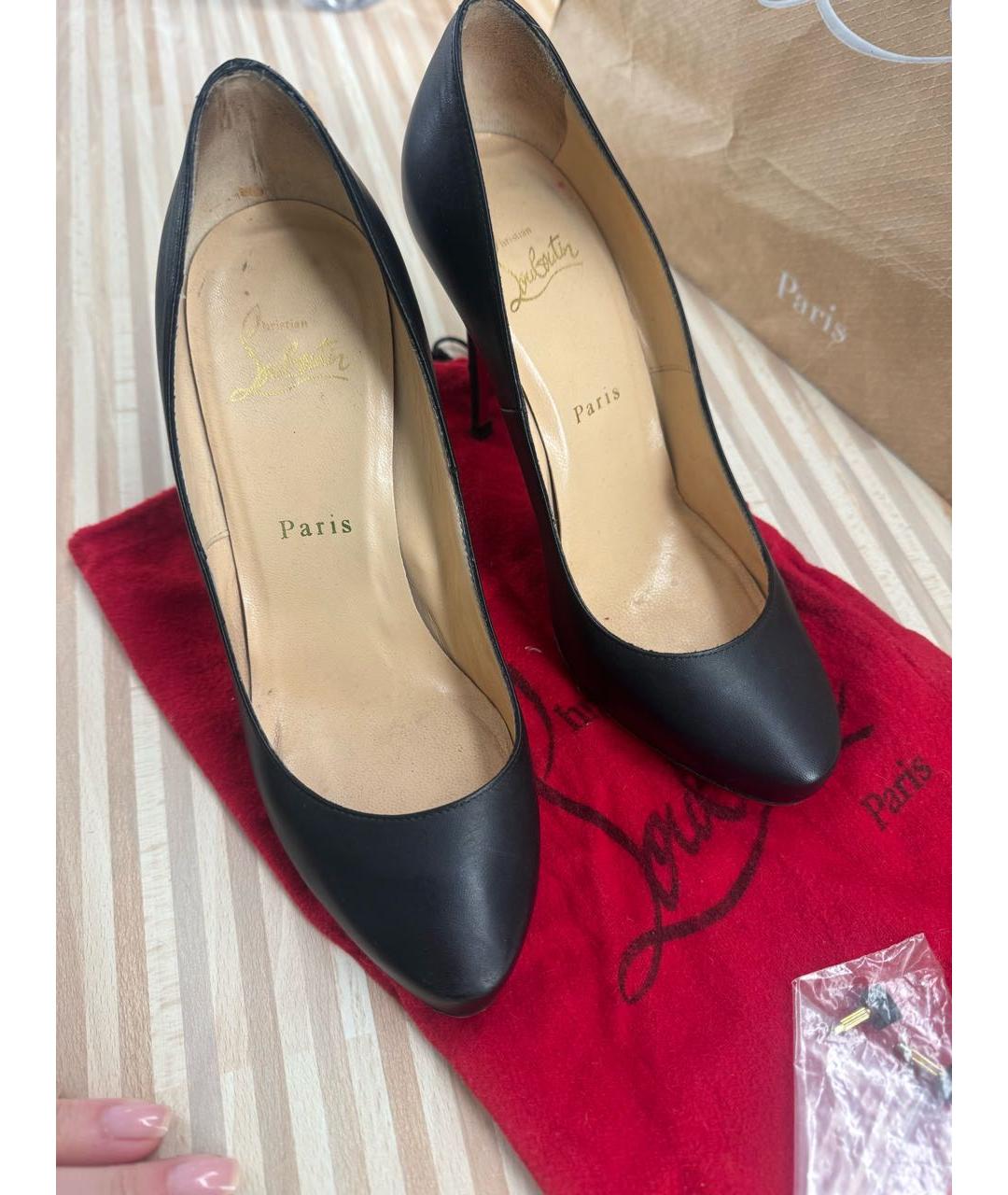 CHRISTIAN LOUBOUTIN Черные кожаные туфли, фото 3