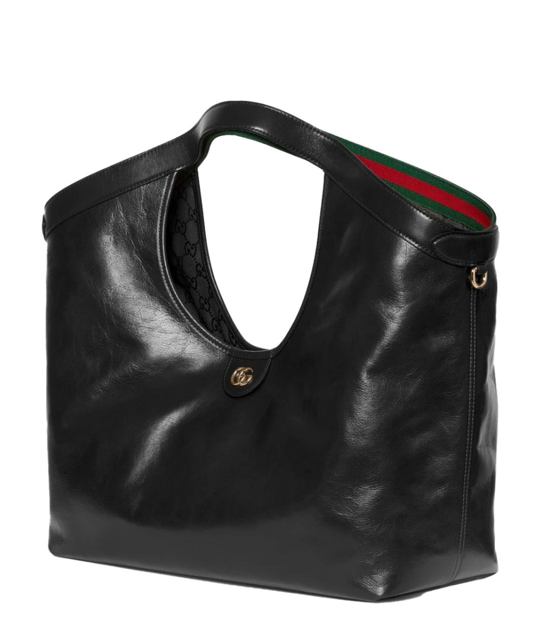 GUCCI Черная кожаная сумка тоут, фото 2