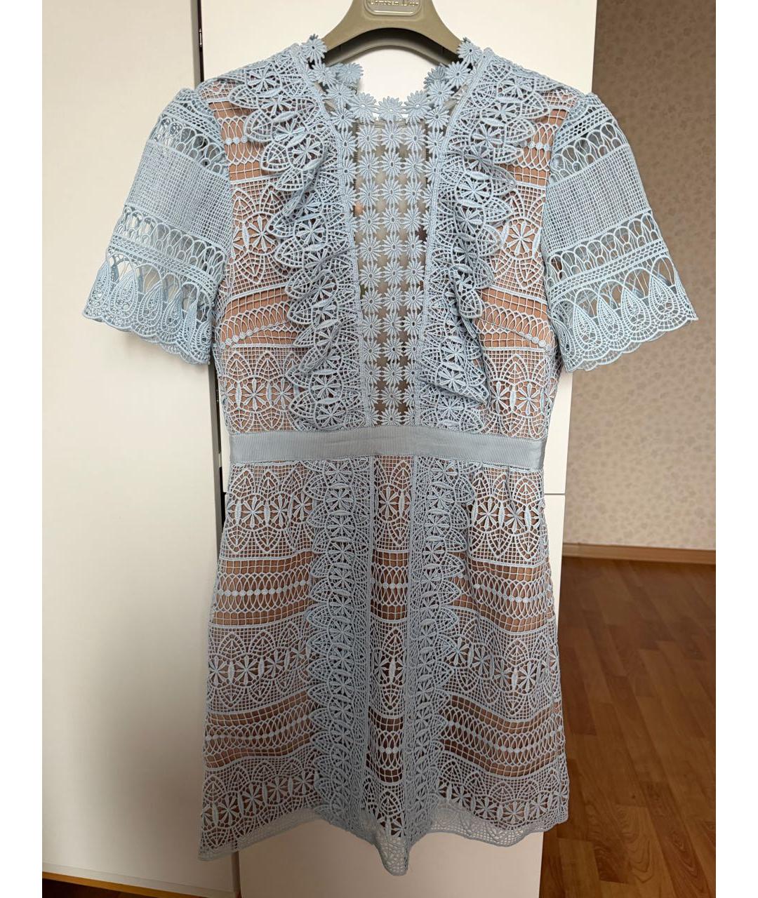 SELF-PORTRAIT Голубое полиэстеровое коктейльное платье, фото 8