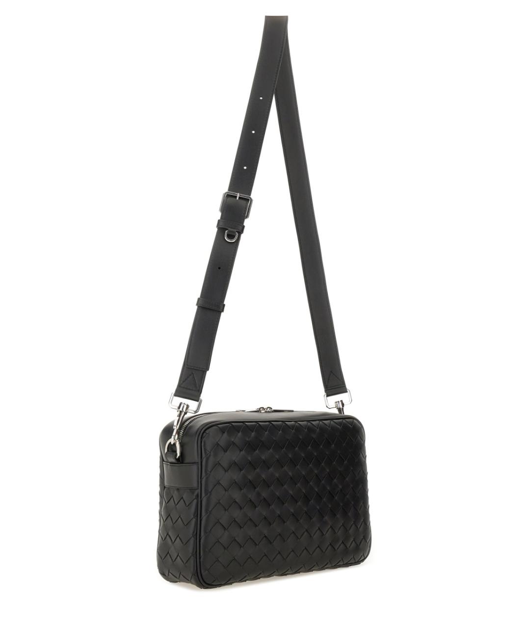 BOTTEGA VENETA Черная кожаная сумка на плечо, фото 4