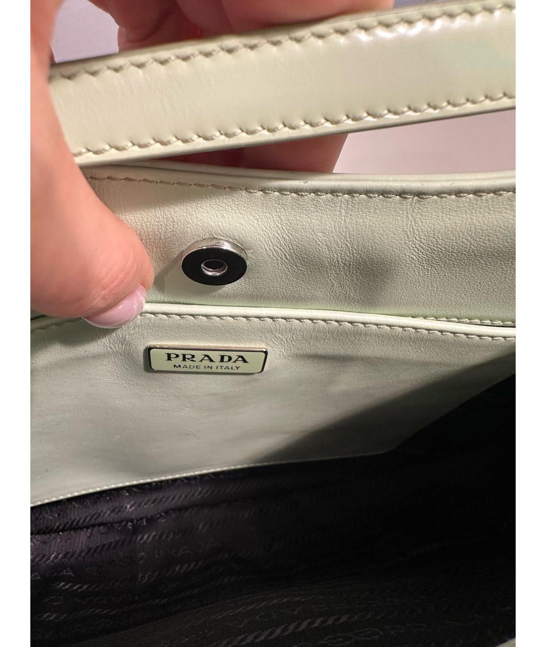 PRADA Салатовая кожаная сумка с короткими ручками, фото 4