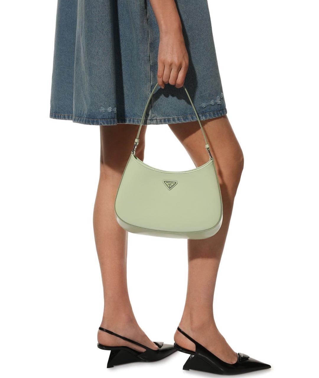 PRADA Салатовая кожаная сумка с короткими ручками, фото 8