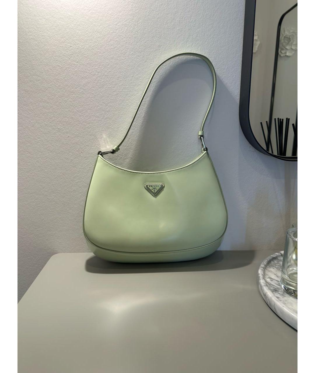 PRADA Салатовая кожаная сумка с короткими ручками, фото 9