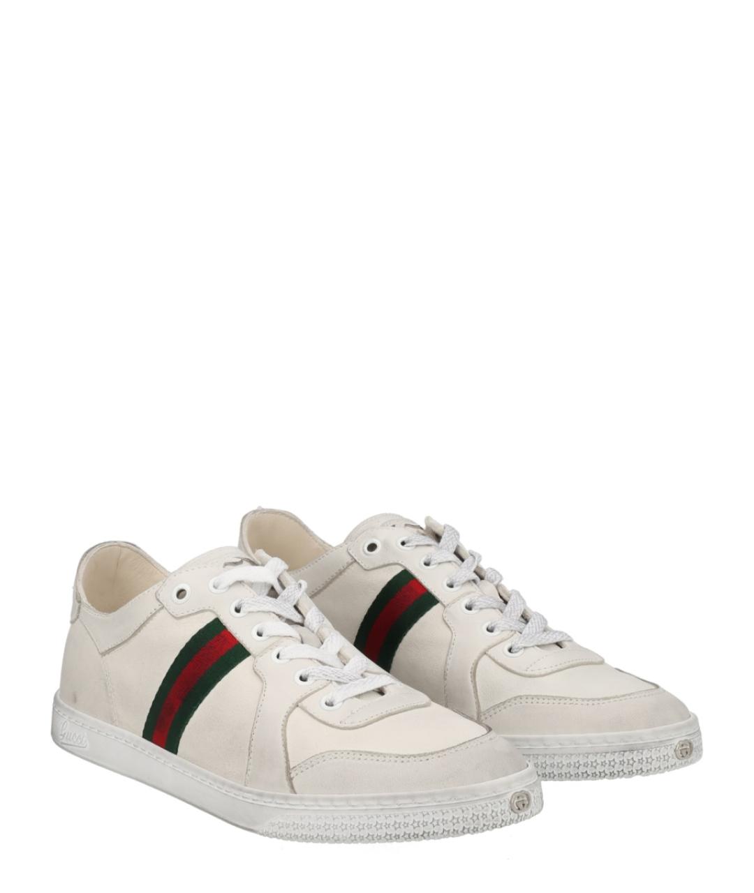 GUCCI Белые кожаные кеды, фото 2