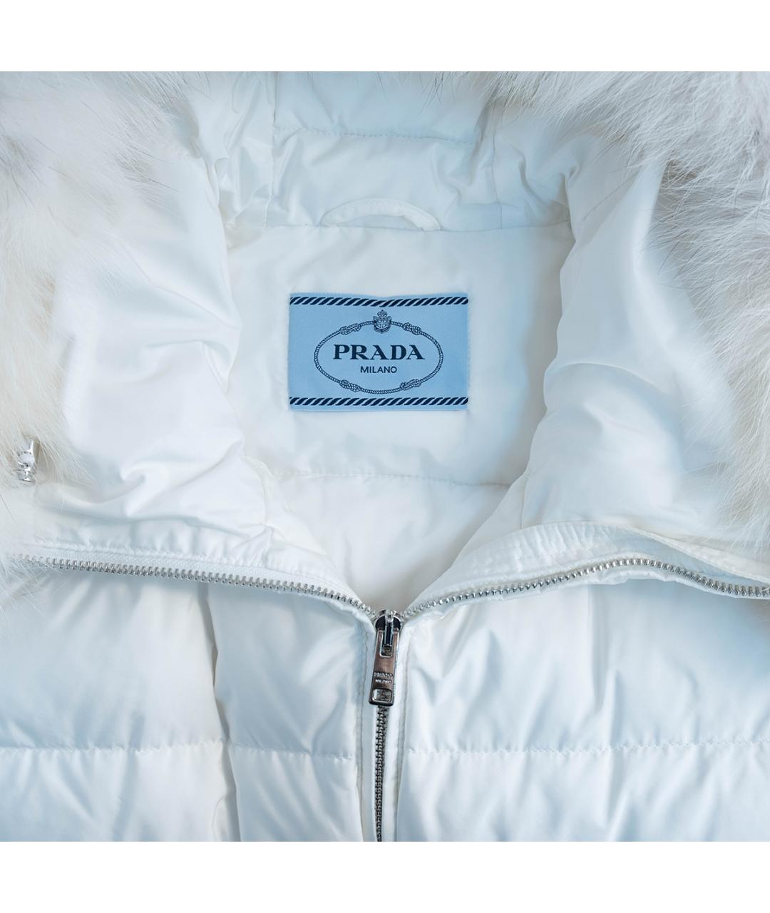 PRADA Белый полиэстеровый пуховик, фото 3