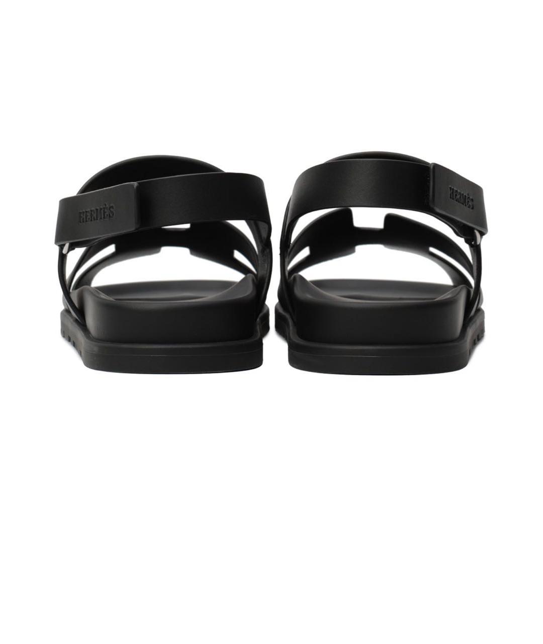 HERMES Черные кожаные сандалии, фото 3