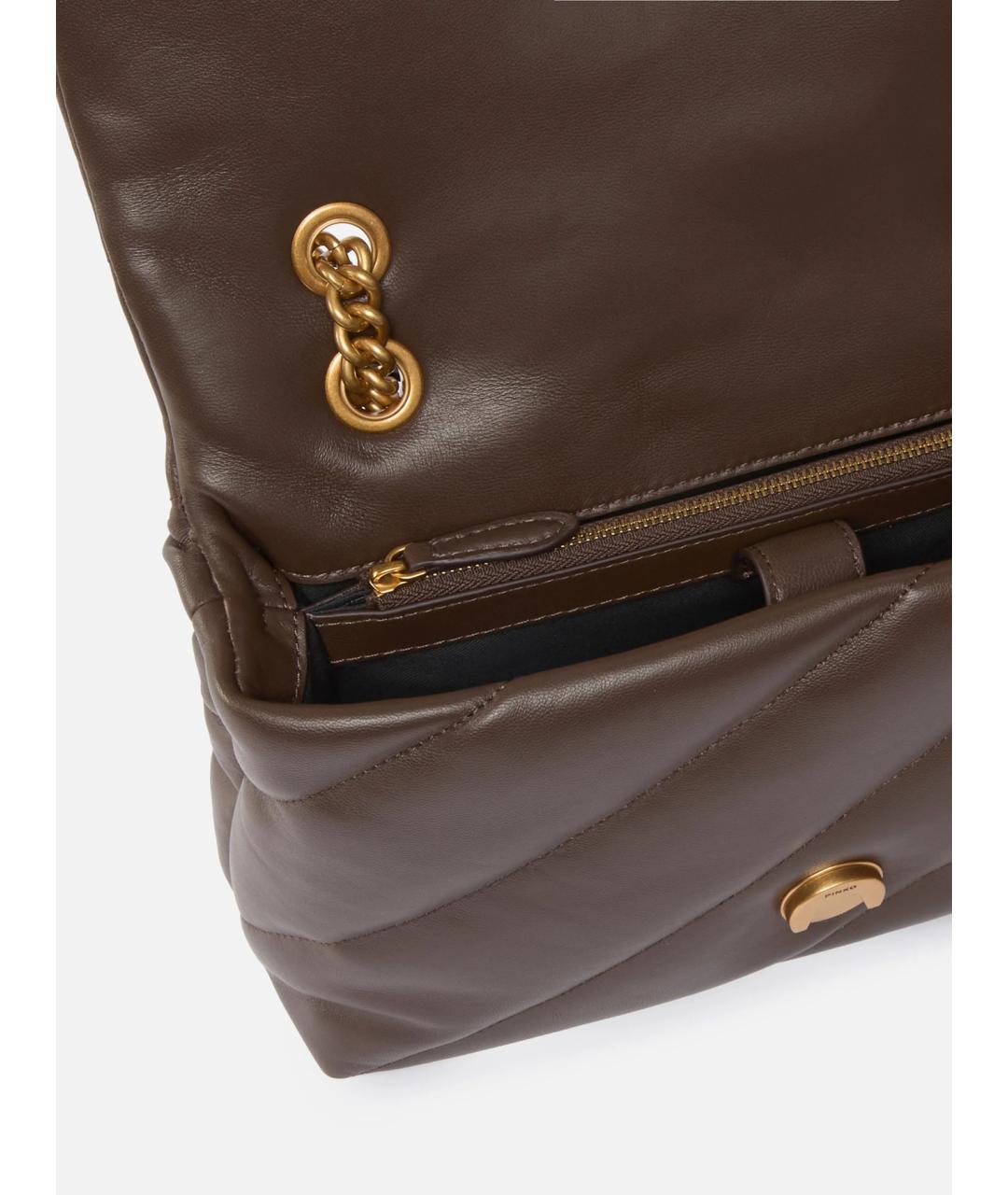 PINKO Коричневая кожаная сумка через плечо, фото 4