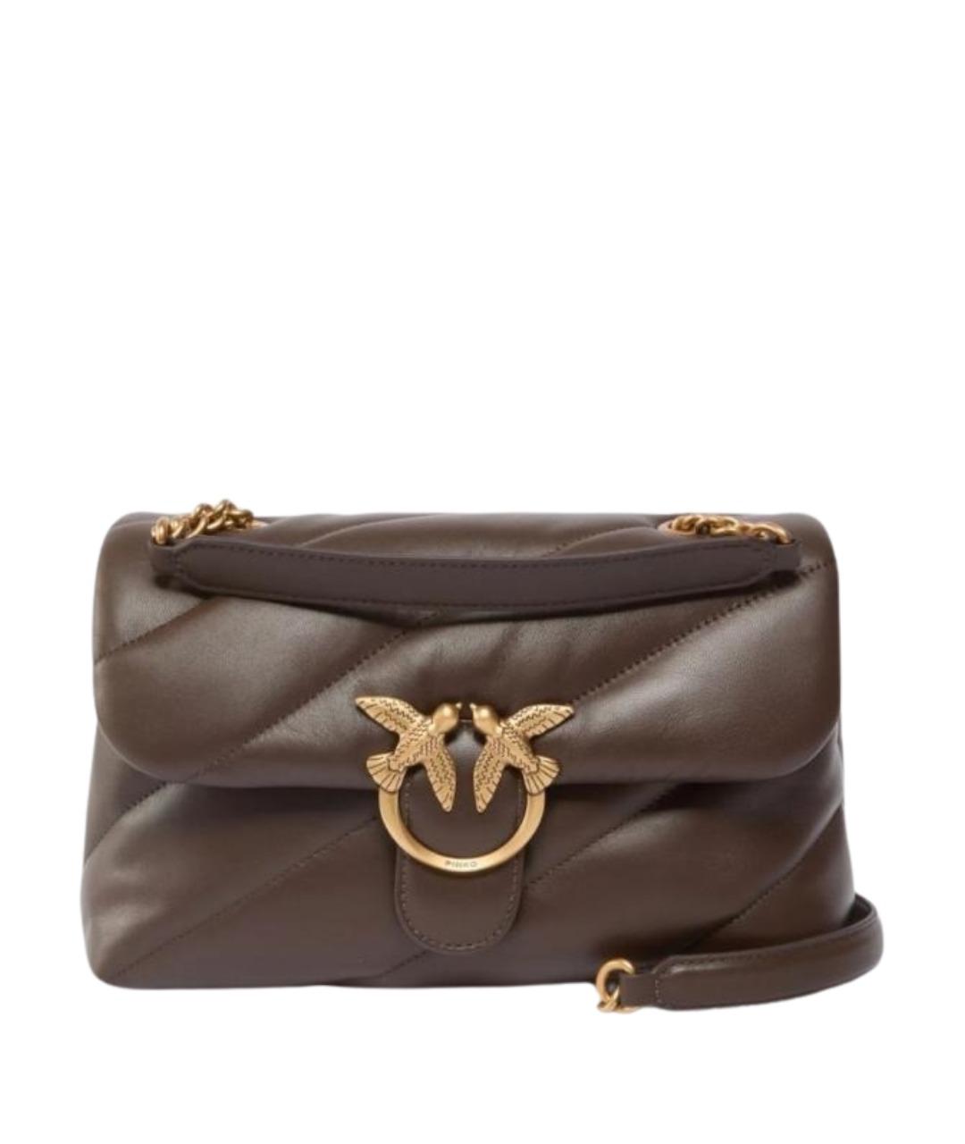 PINKO Коричневая кожаная сумка через плечо, фото 1