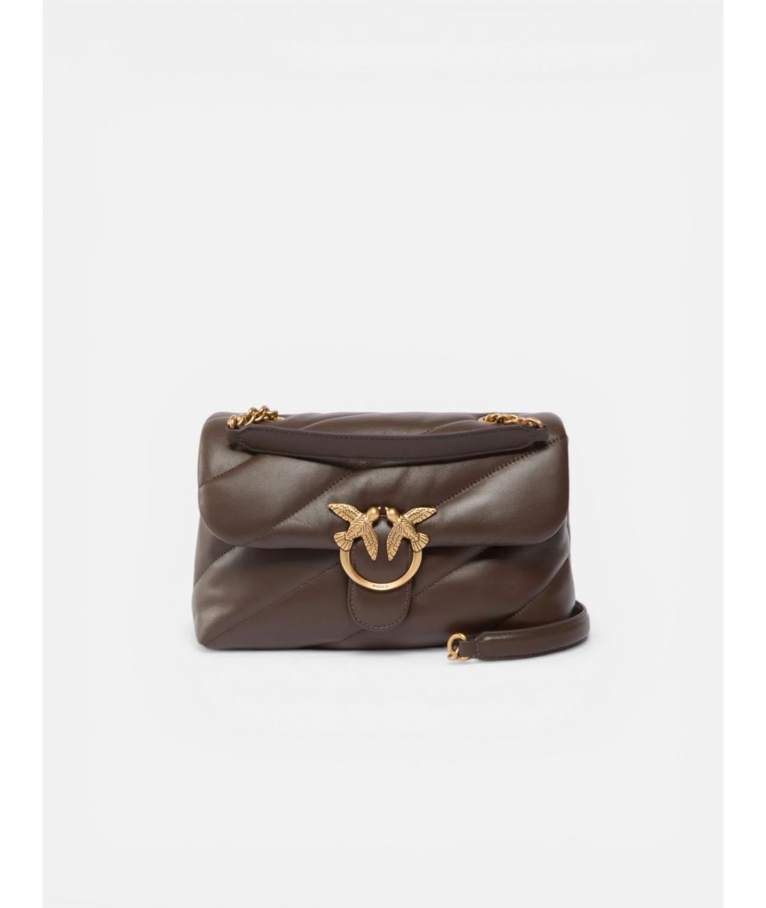 PINKO Коричневая кожаная сумка через плечо, фото 5