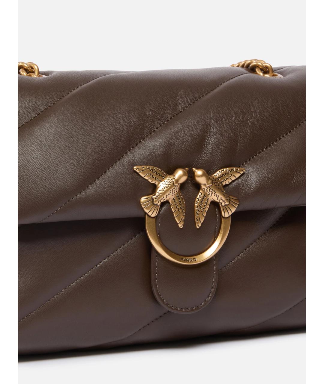 PINKO Коричневая кожаная сумка через плечо, фото 2