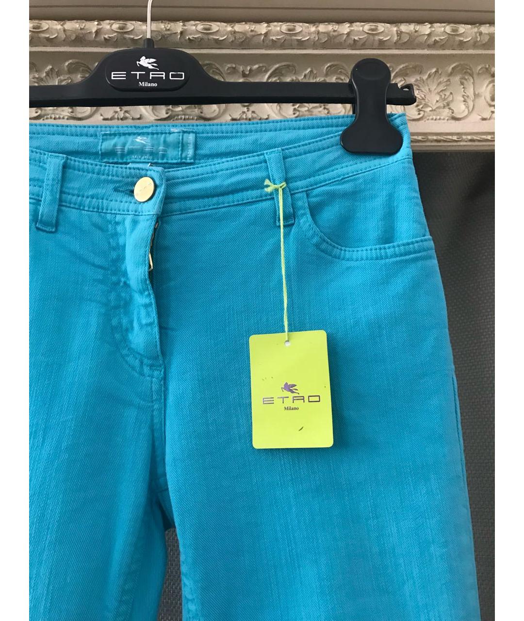 ETRO Бирюзовые хлопко-эластановые джинсы слим, фото 5