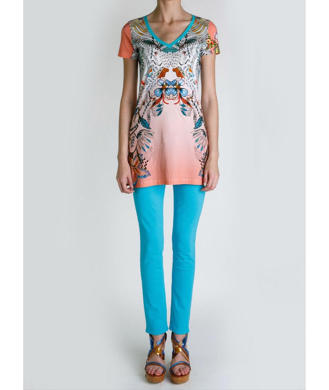 ETRO Бирюзовые хлопко-эластановые джинсы слим, фото 2