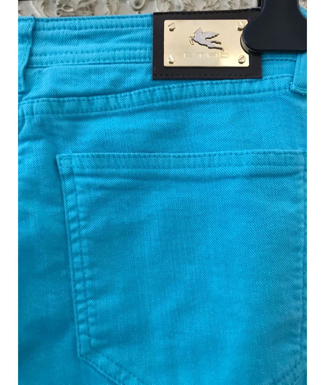 ETRO Бирюзовые хлопко-эластановые джинсы слим, фото 4