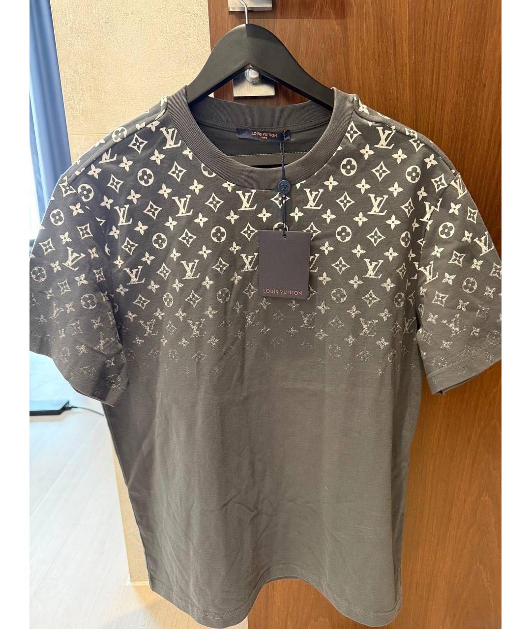 LOUIS VUITTON Антрацитовая хлопковая футболка, фото 4