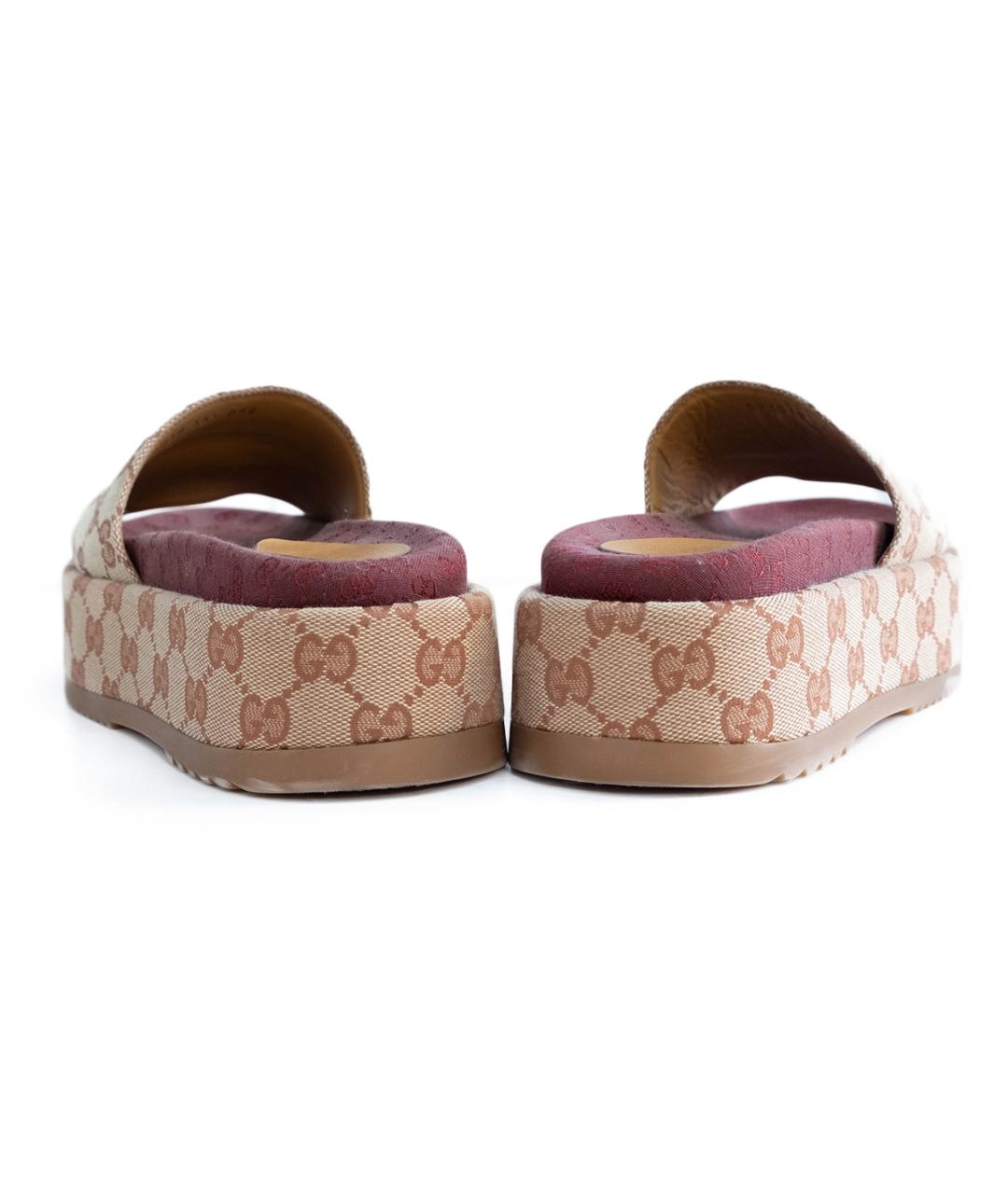 GUCCI Бежевые текстильные шлепанцы, фото 5