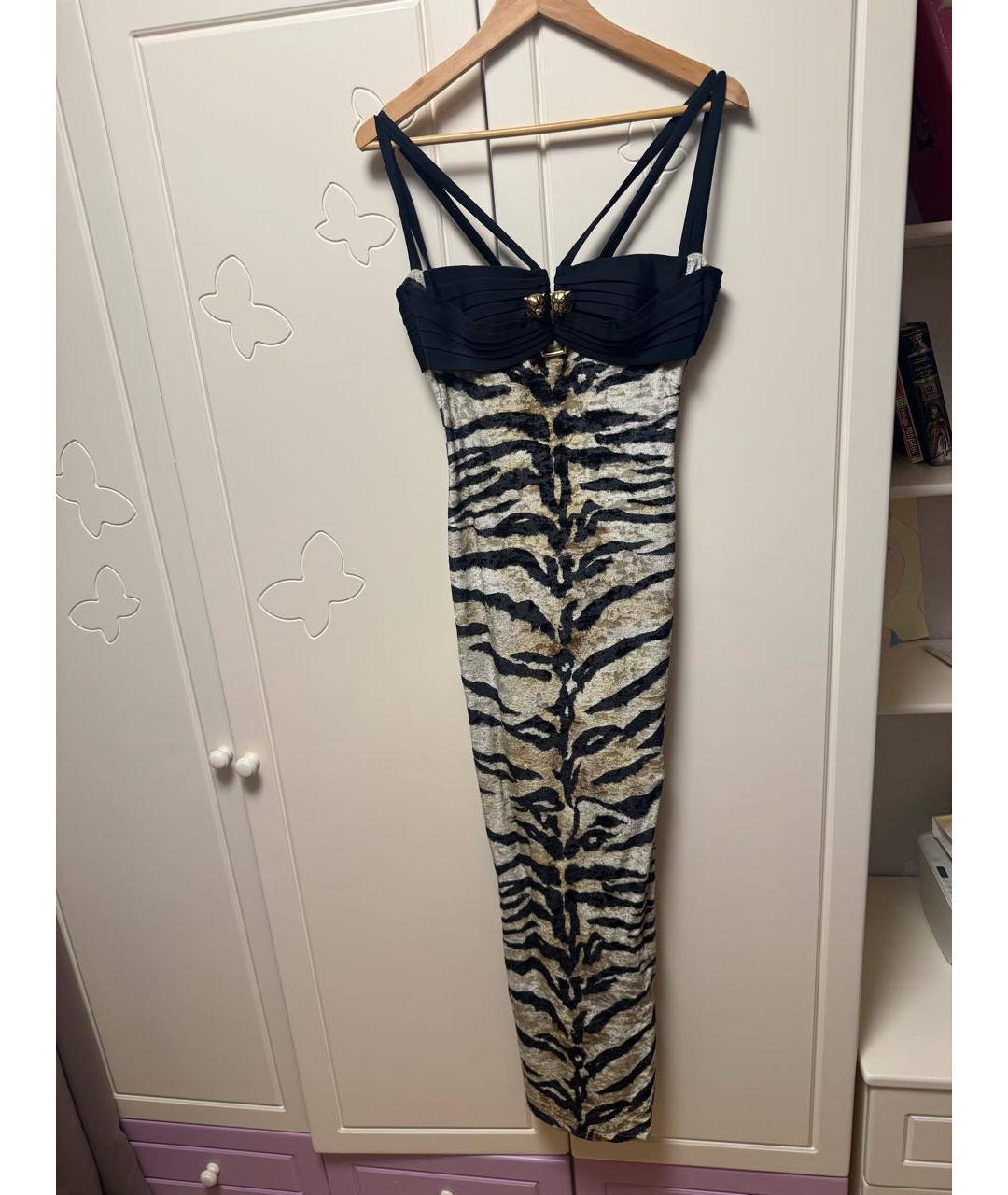 ROBERTO CAVALLI Черное велюровое вечернее платье, фото 5