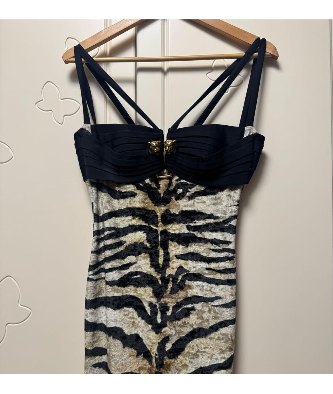 ROBERTO CAVALLI Черное велюровое вечернее платье, фото 6