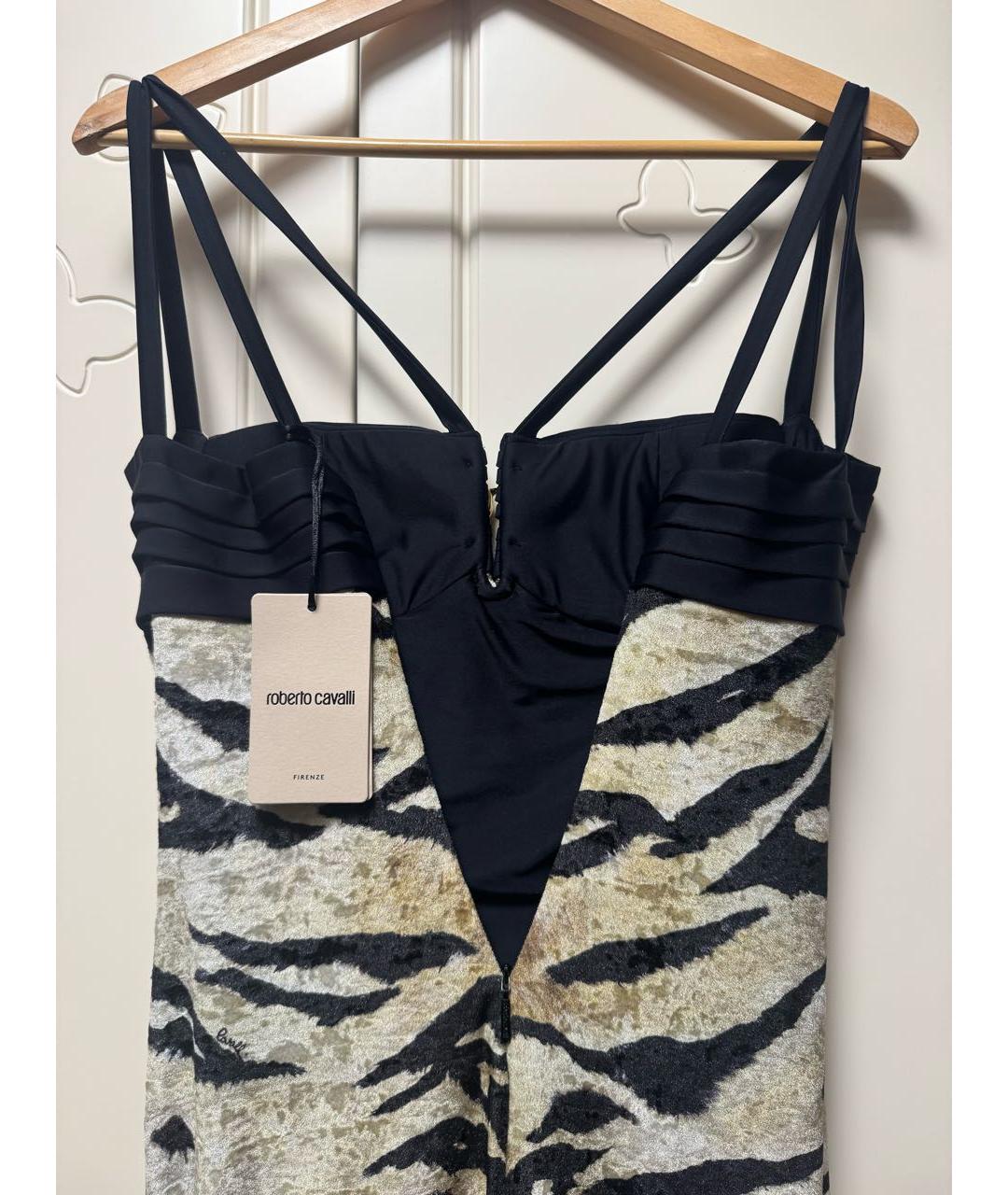 ROBERTO CAVALLI Черное велюровое вечернее платье, фото 2