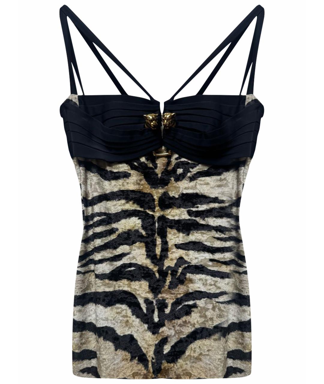 ROBERTO CAVALLI Черное велюровое вечернее платье, фото 1