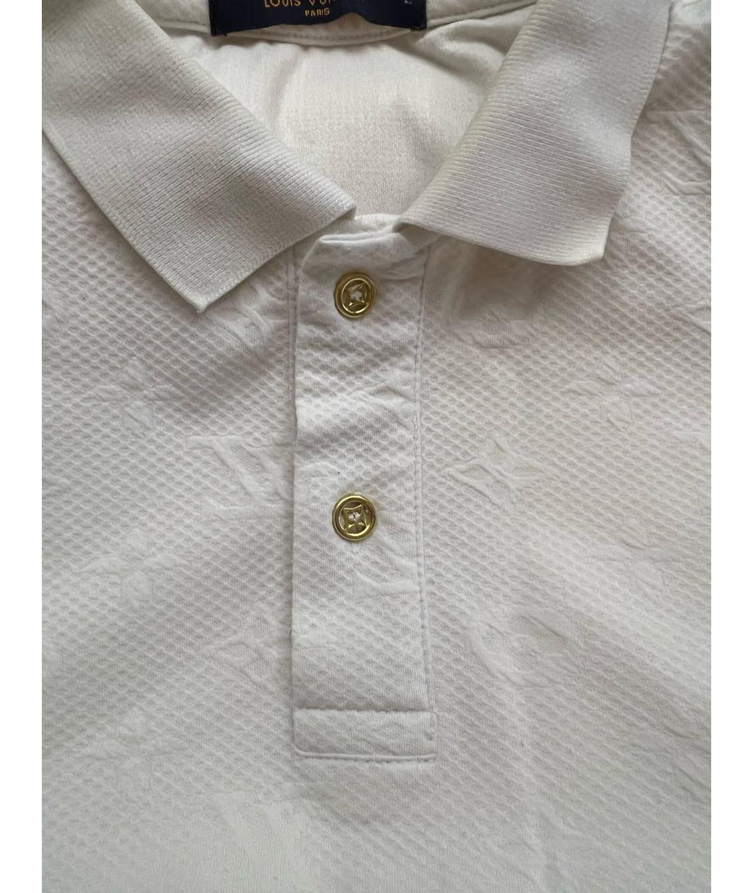 LOUIS VUITTON Белое хлопко-эластановое поло с коротким рукавом, фото 3