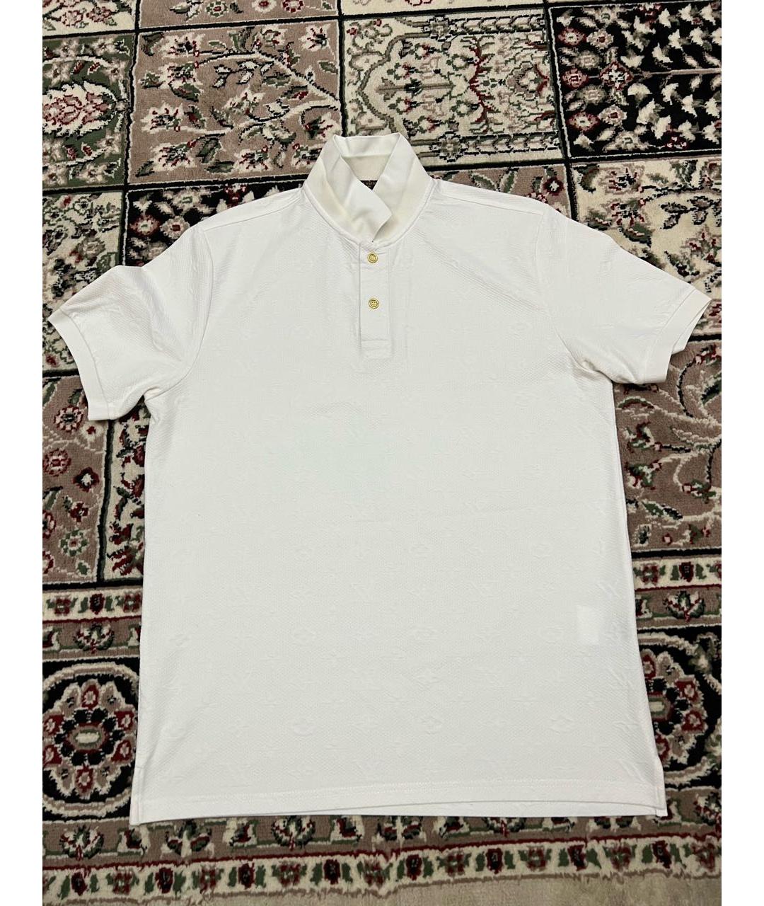 LOUIS VUITTON Белое хлопко-эластановое поло с коротким рукавом, фото 4