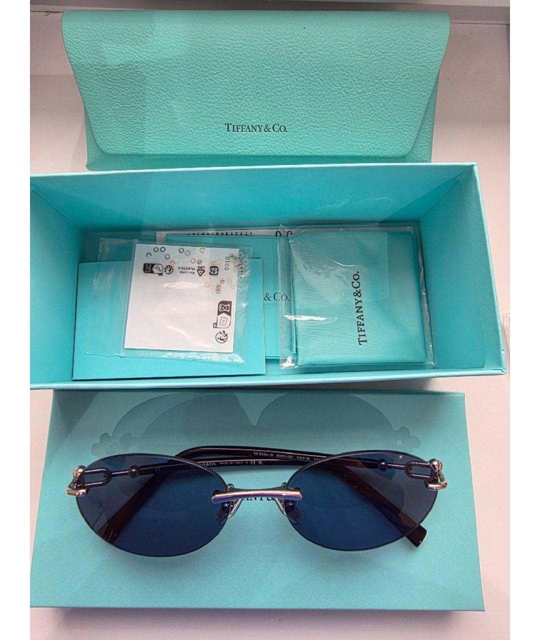 TIFFANY&CO Темно-синие металлические солнцезащитные очки, фото 2