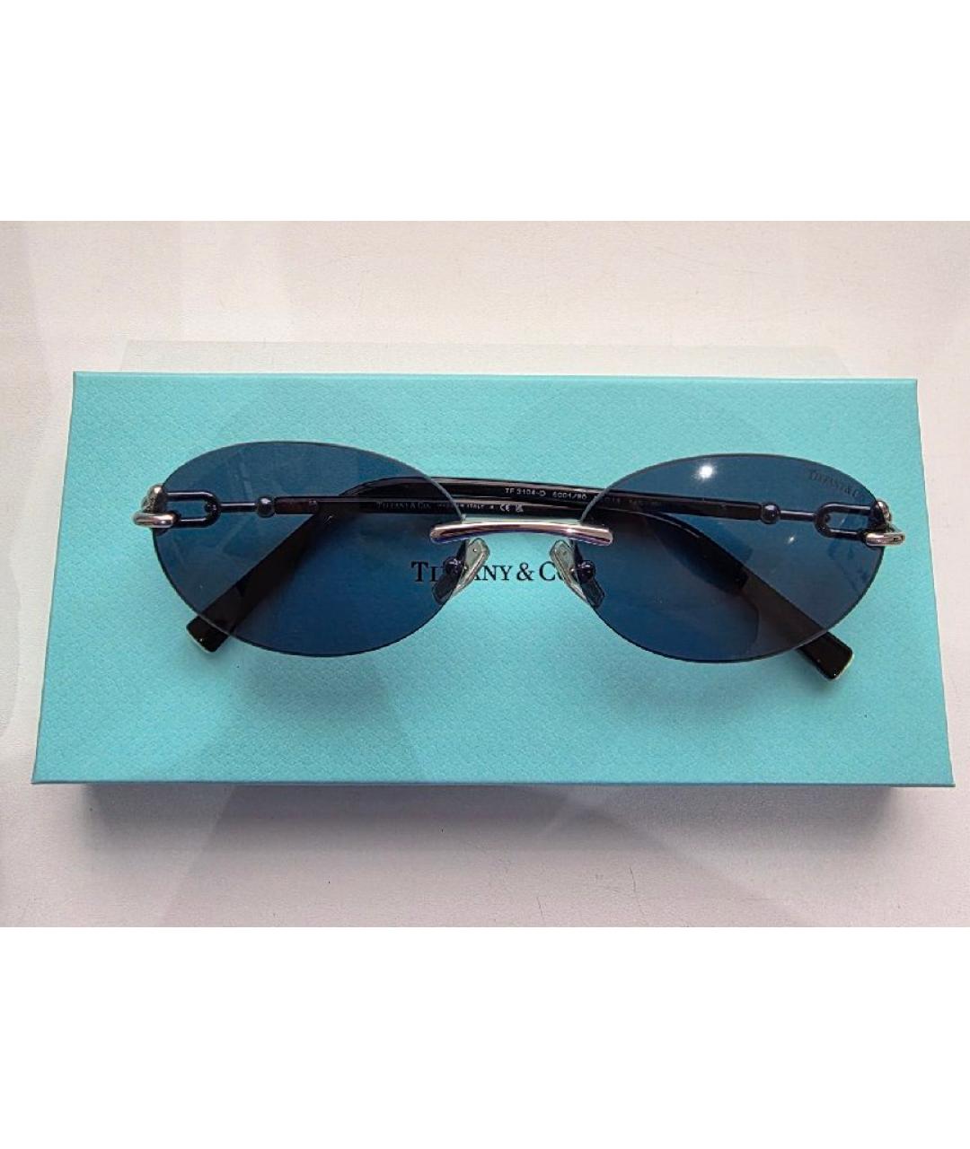 TIFFANY&CO Темно-синие металлические солнцезащитные очки, фото 5