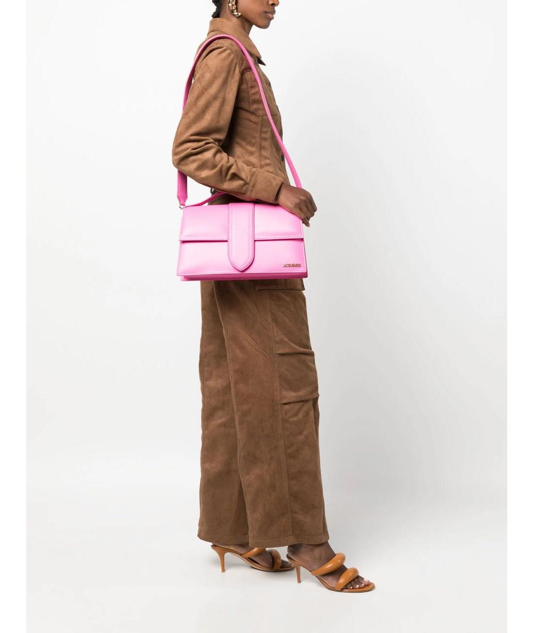 JACQUEMUS Розовая кожаная сумка через плечо, фото 2