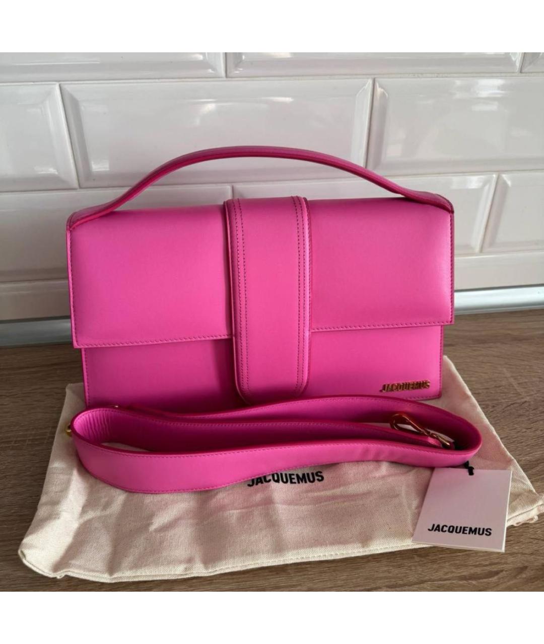 JACQUEMUS Розовая кожаная сумка через плечо, фото 6