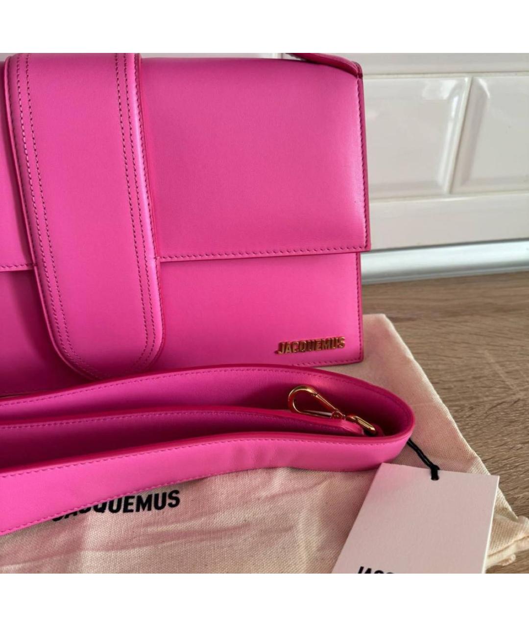 JACQUEMUS Розовая кожаная сумка через плечо, фото 8