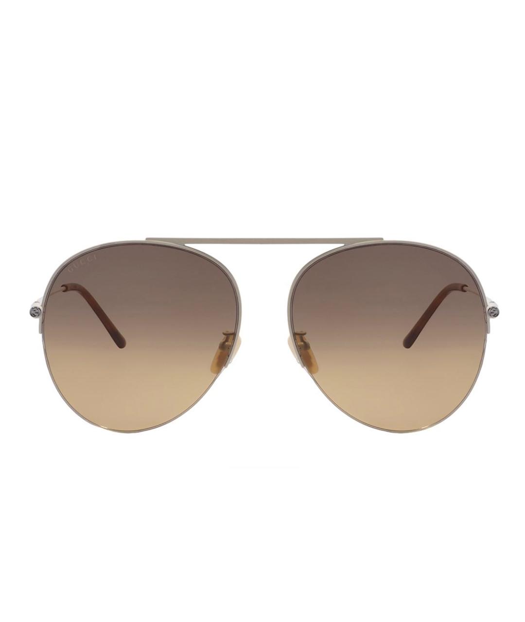 GUCCI Коричневые металлические солнцезащитные очки, фото 1