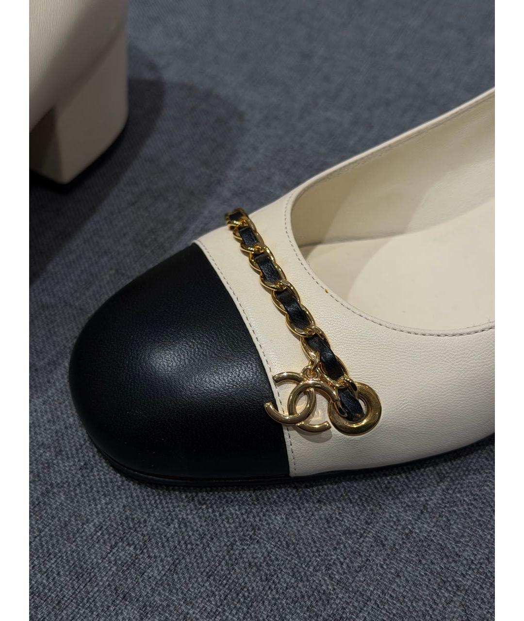 CHANEL Бежевые кожаные туфли, фото 6