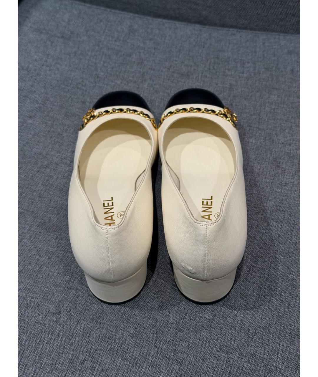 CHANEL Бежевые кожаные туфли, фото 4