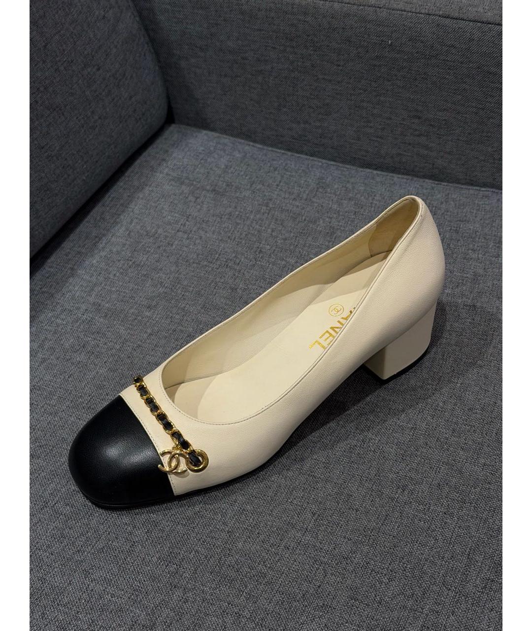 CHANEL Бежевые кожаные туфли, фото 9