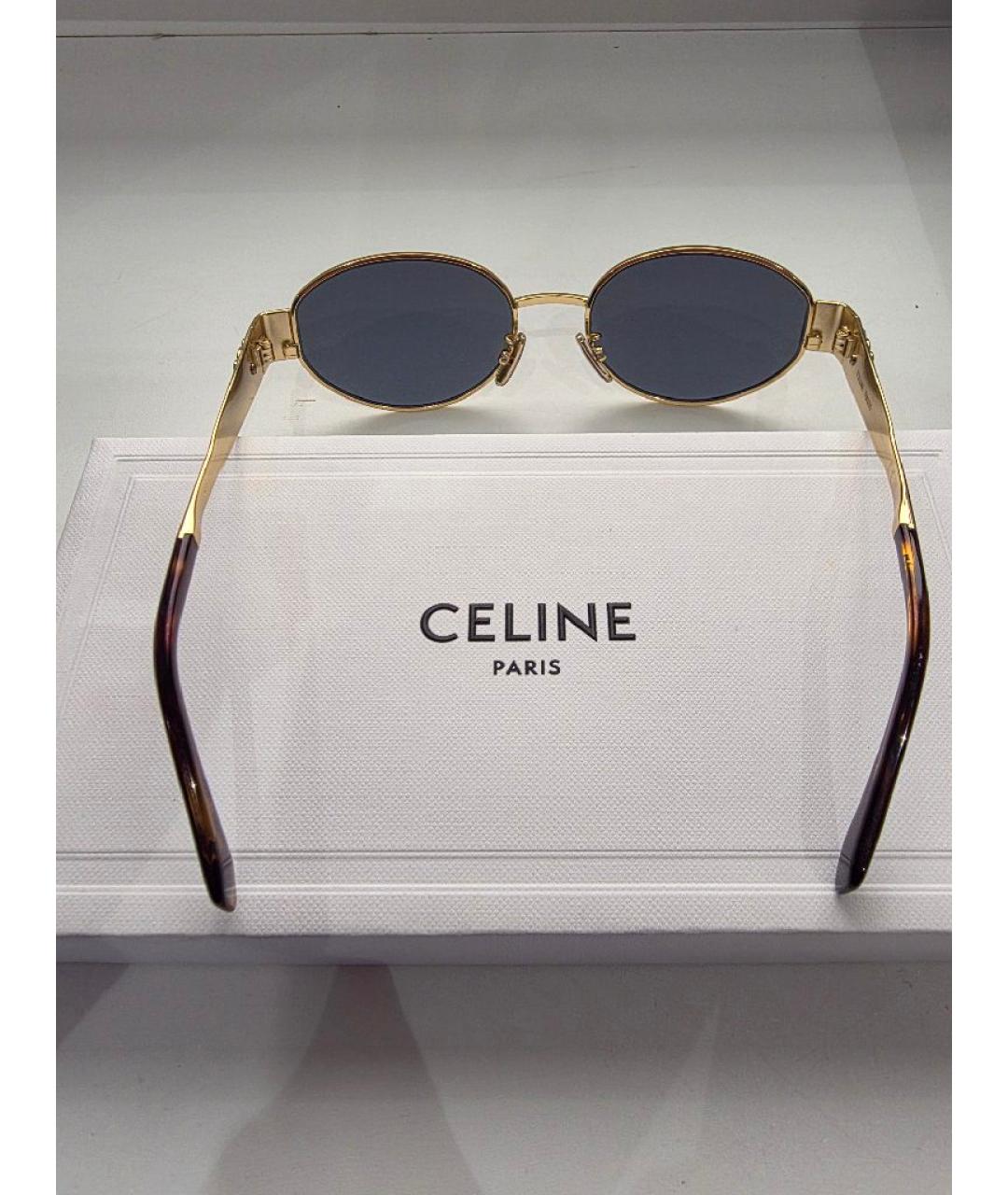 CELINE Золотые металлические солнцезащитные очки, фото 5