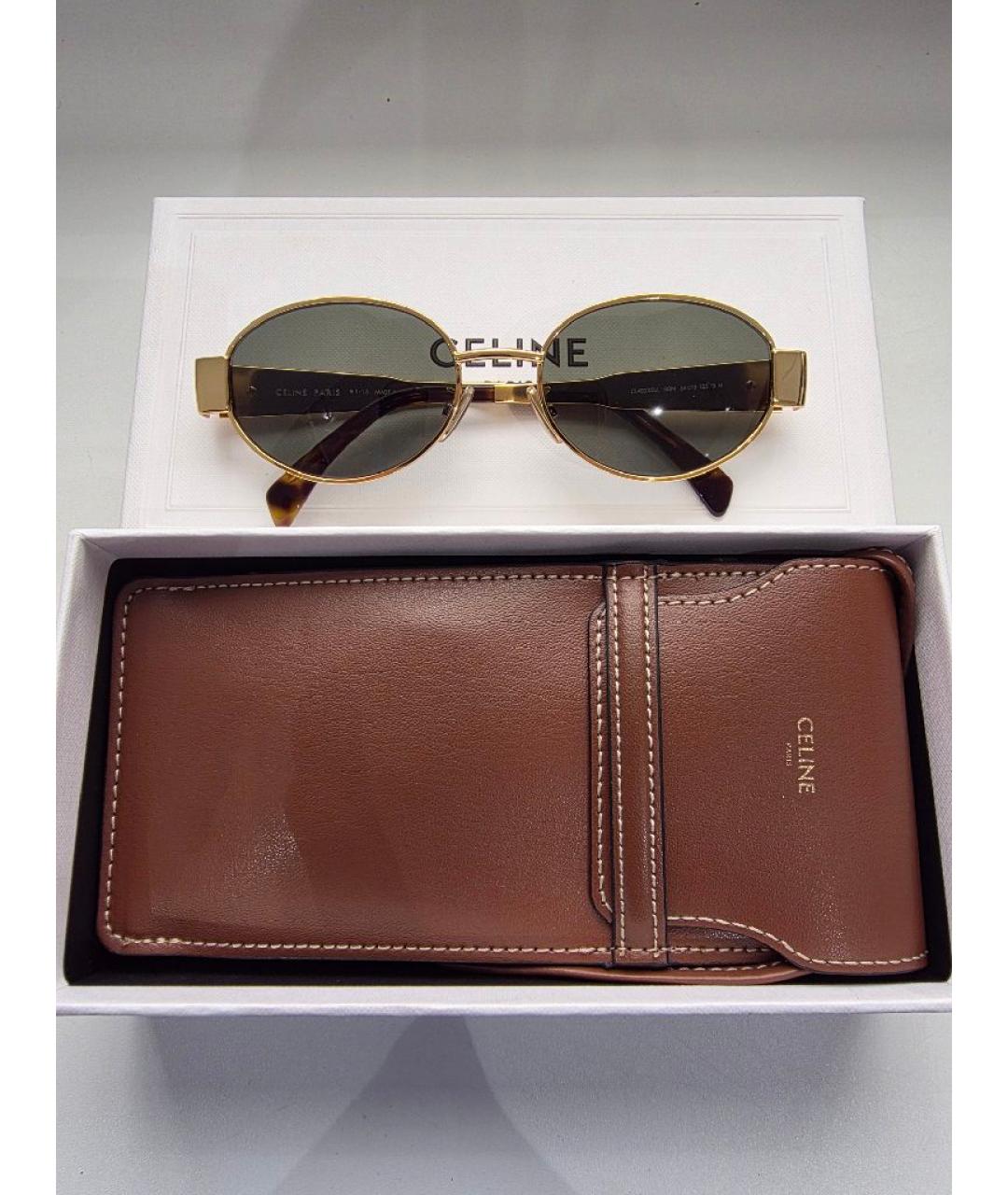 CELINE Золотые металлические солнцезащитные очки, фото 9