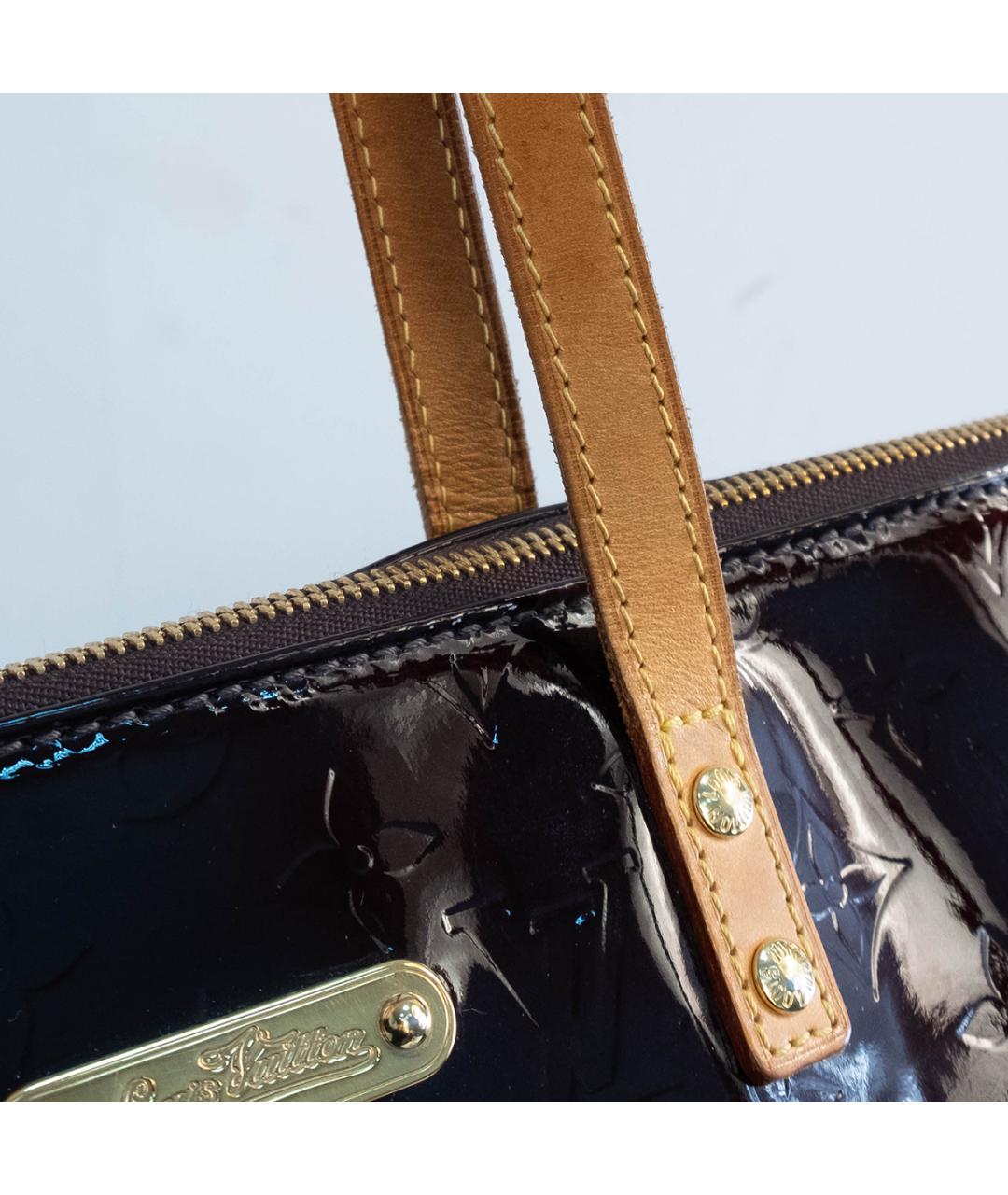 LOUIS VUITTON Бордовая сумка тоут из лакированной кожи, фото 5