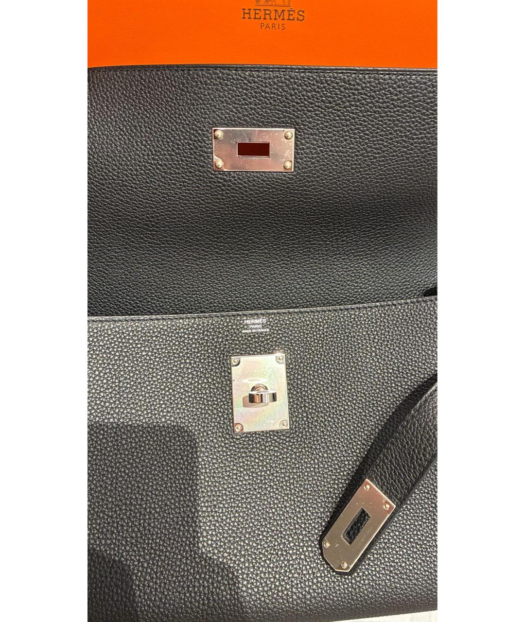 HERMES Черная кожаная сумка на плечо, фото 5