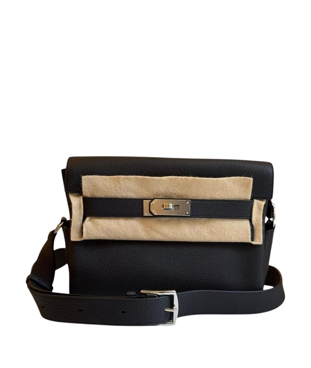 HERMES Черная кожаная сумка на плечо, фото 1