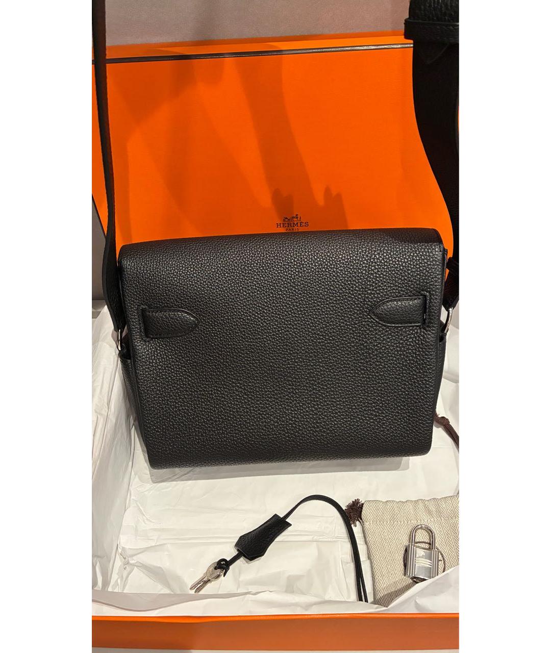 HERMES Черная кожаная сумка на плечо, фото 3