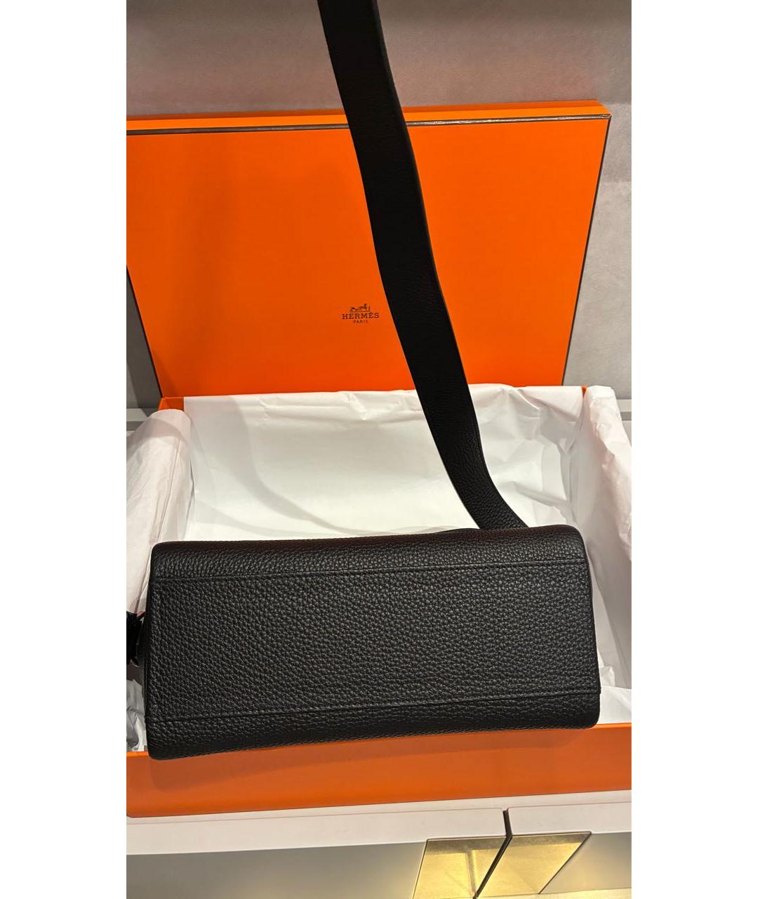 HERMES Черная кожаная сумка на плечо, фото 6