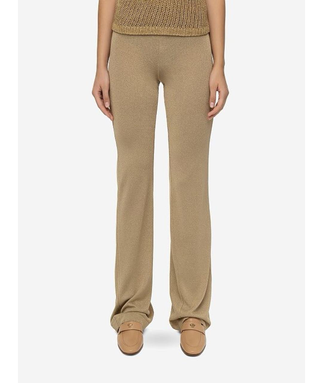 ALBERTA FERRETTI Золотые прямые брюки, фото 3