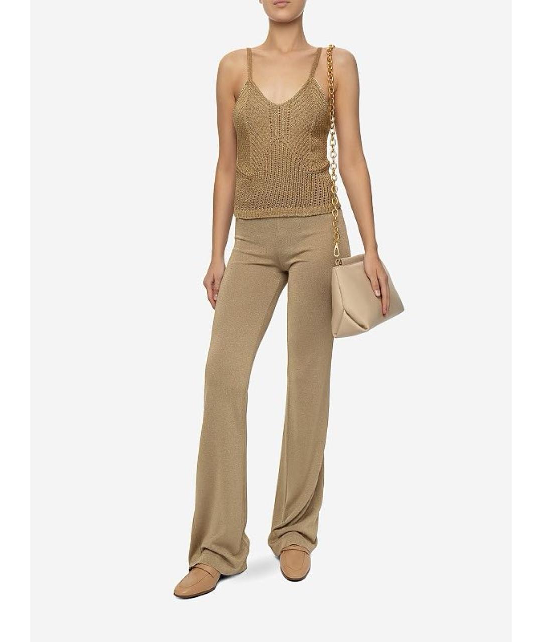 ALBERTA FERRETTI Золотые прямые брюки, фото 2