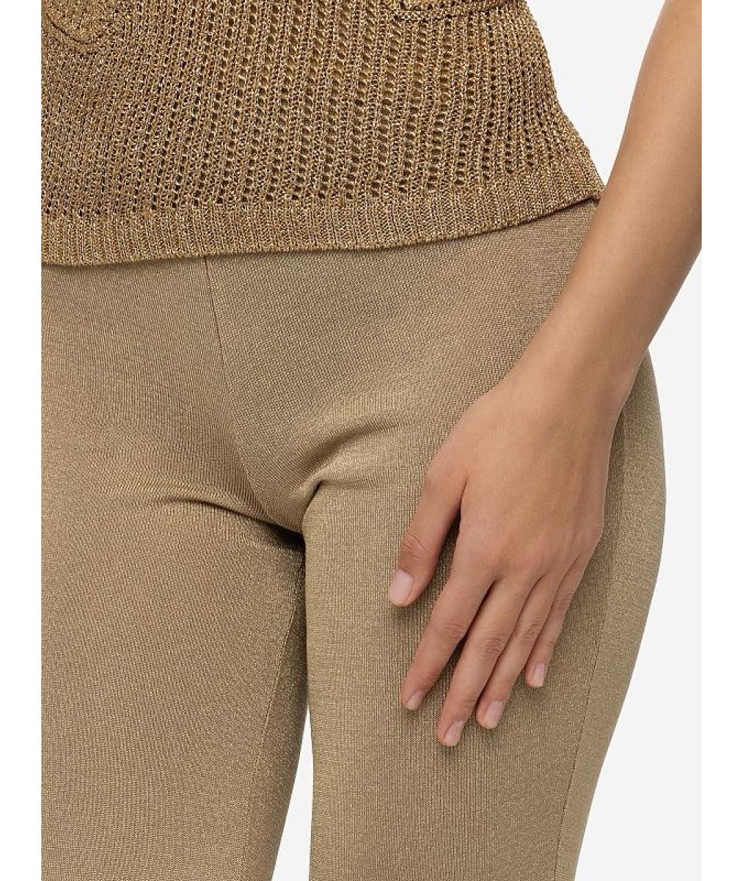 ALBERTA FERRETTI Золотые прямые брюки, фото 5