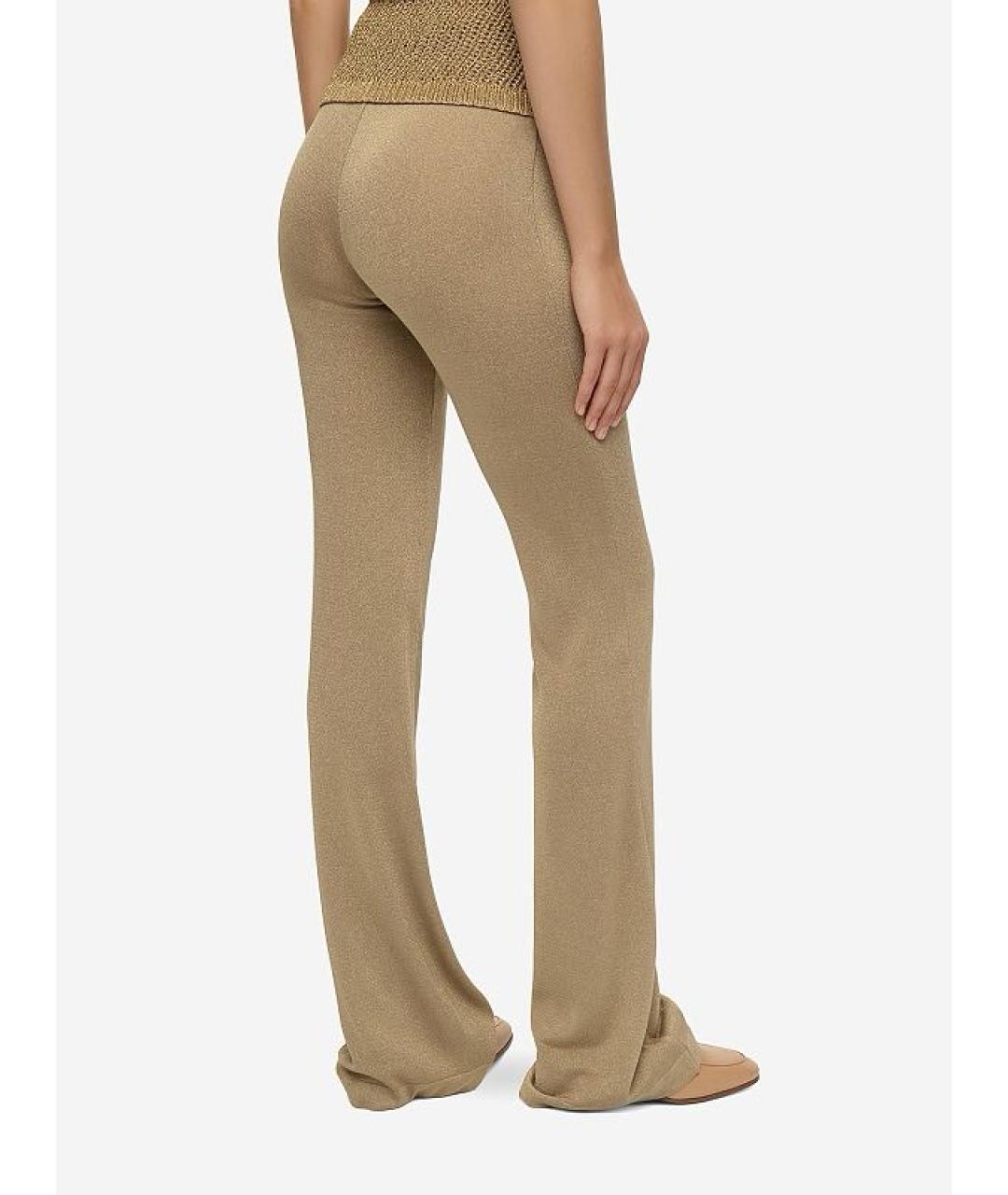 ALBERTA FERRETTI Золотые прямые брюки, фото 4