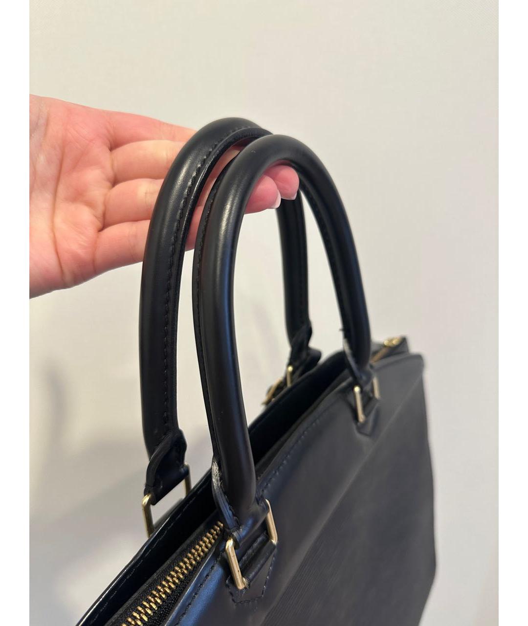 LOUIS VUITTON Черная кожаная сумка тоут, фото 5